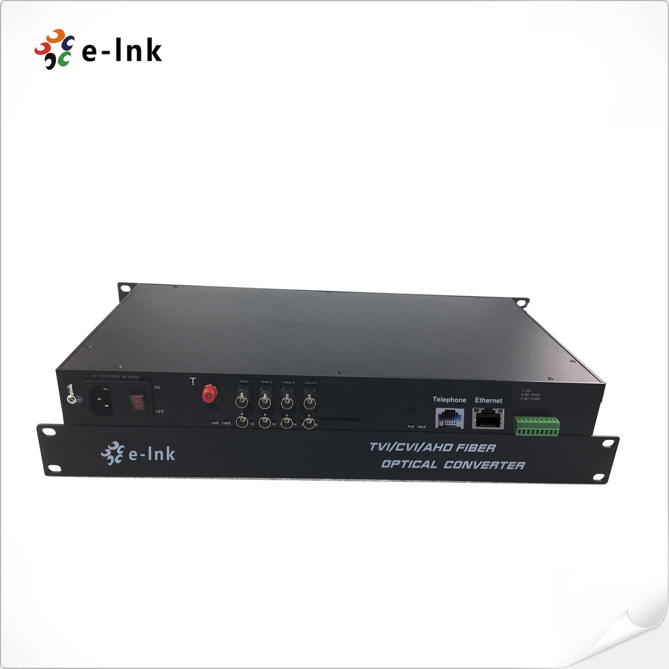 8 Ch 1080P HD Video+10/100M Ethernet FXO/FXS Telephone+RS485 over Fiber Converter
