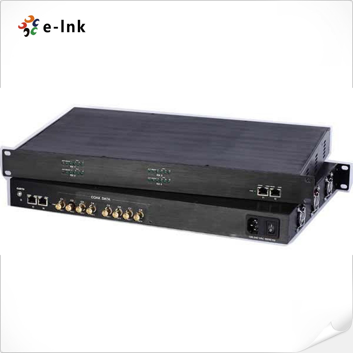 Receiver of 8-port Coax to 4-port 10/100/1000Base-TX Ethernet over Coax Extender with PoC