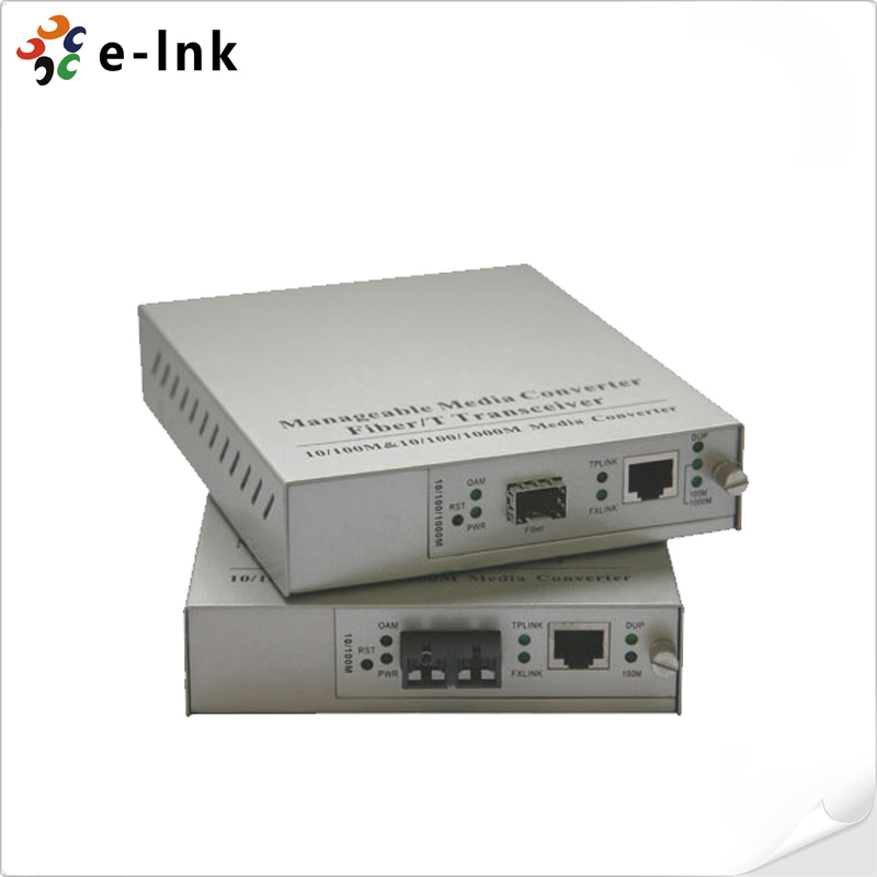 10/100/1000Base-T to 1000Base-X SFP One to One Manageable Media Converter