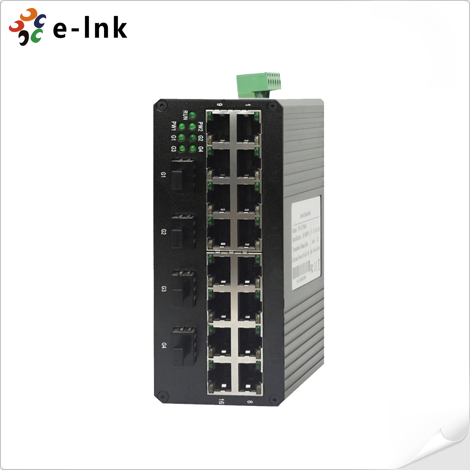 Industrial 16-port 10/100BASE-T + 4-port 1000BASE-SFP Ethernet Switch