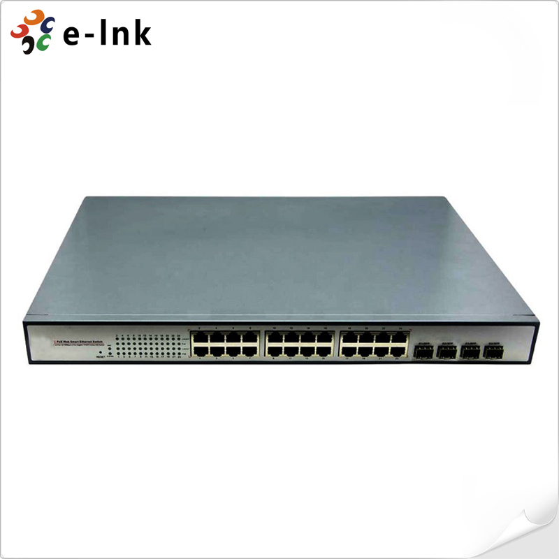 Industrial 24-port 10/100/1000T 802.3at PoE + 4-port 1000BASE-SFP Ethernet Switch