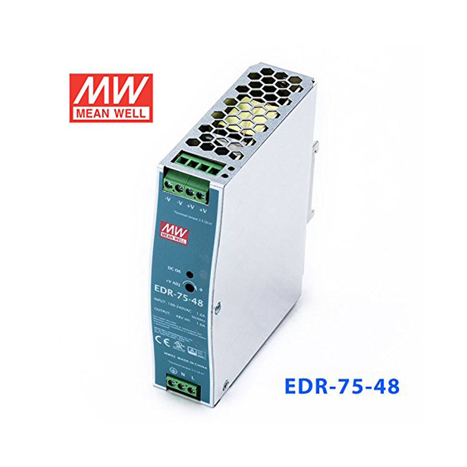 MEAN WELL 75W/48V 1.6A Industrial DIN RAIL Power Supply EDR-75-48