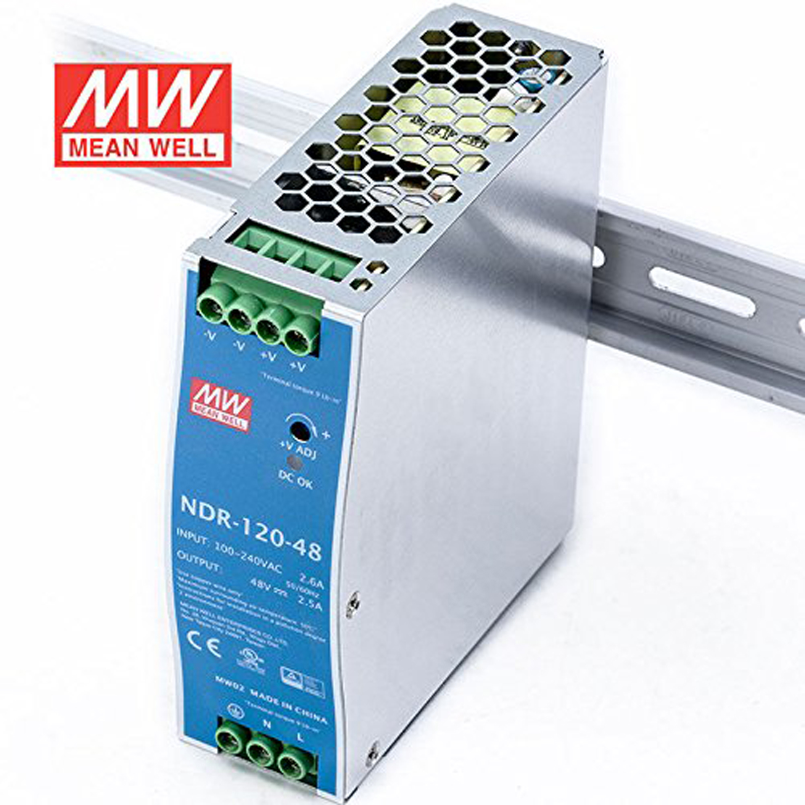 MEAN WELL 120W/48V 2.5A Industrial DIN RAIL Power Supply NDR-120-48