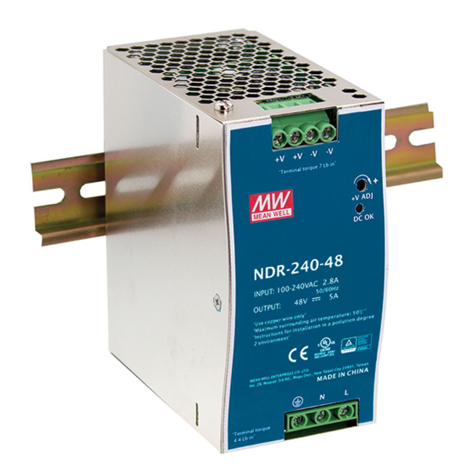 MEAN WELL 240W/48V 5A Industrial DIN RAIL Power Supply NDR-240-48