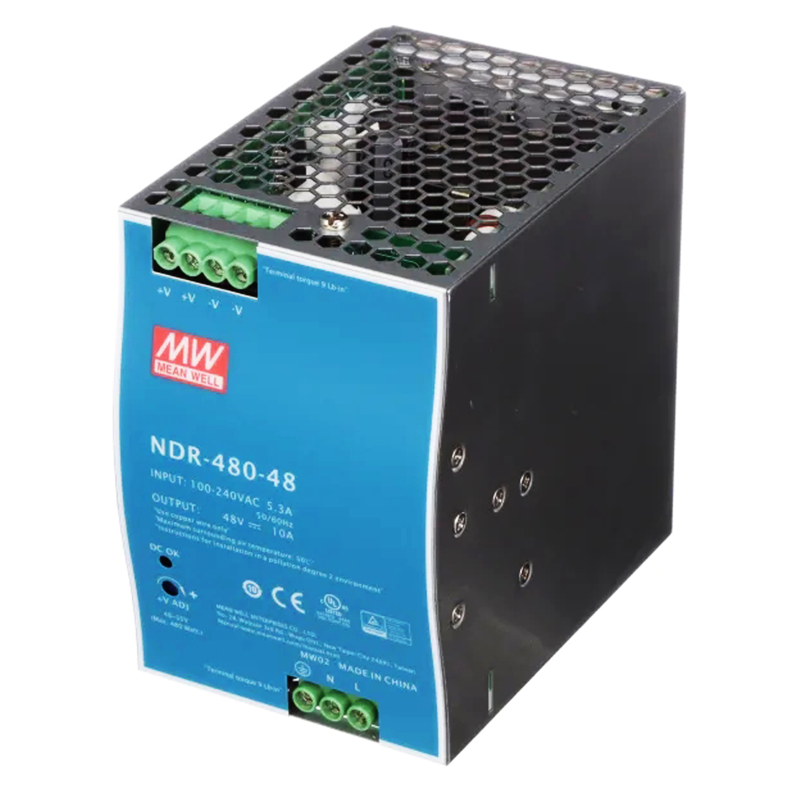 MEAN WELL 480W/48V 10A Industrial DIN RAIL Power Supply NDR-480-48