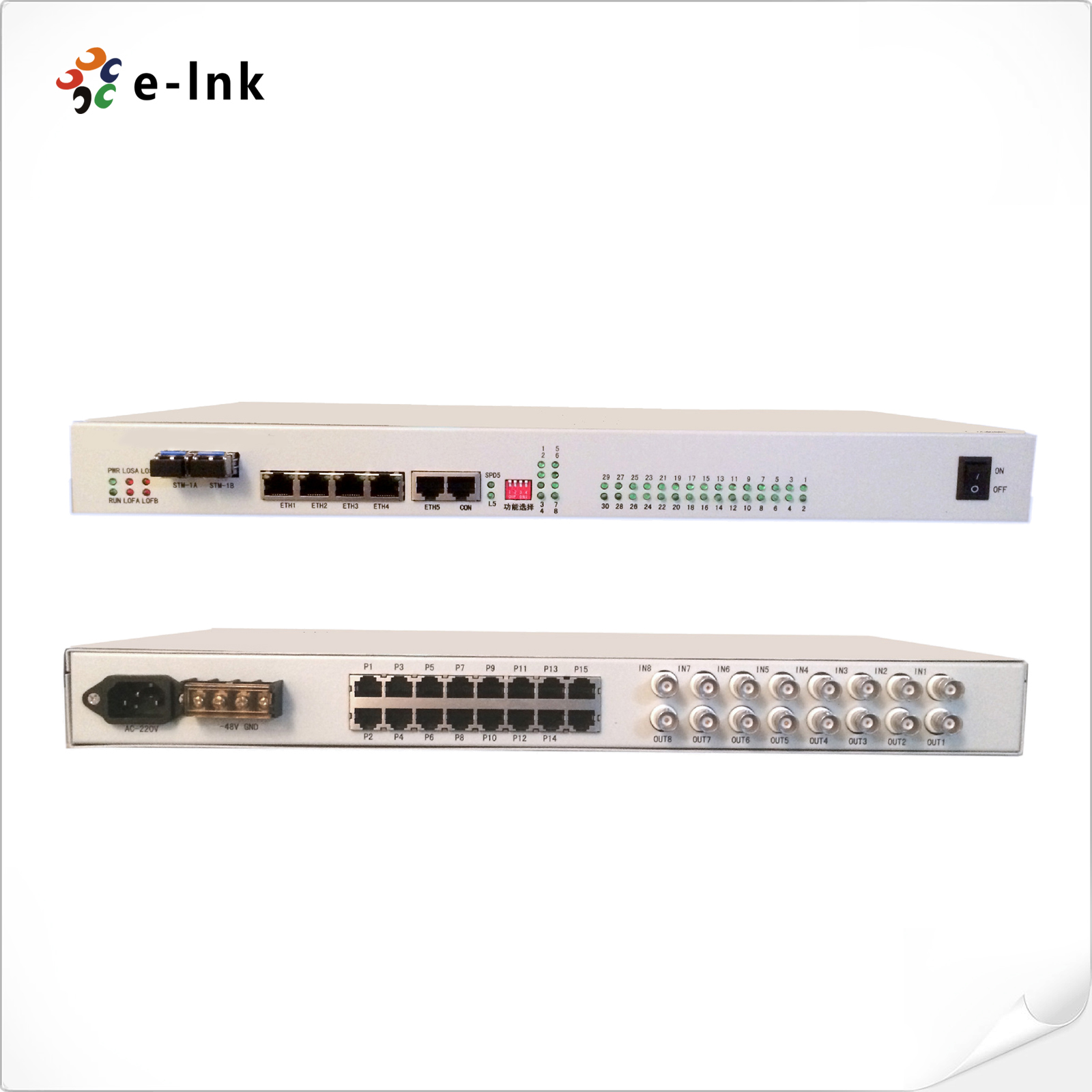 30 x FXO/FXS Ports + 4 x E1 Ports + 4 x Fast Ethernet over STM-1 SDH Fiber Multiplexer