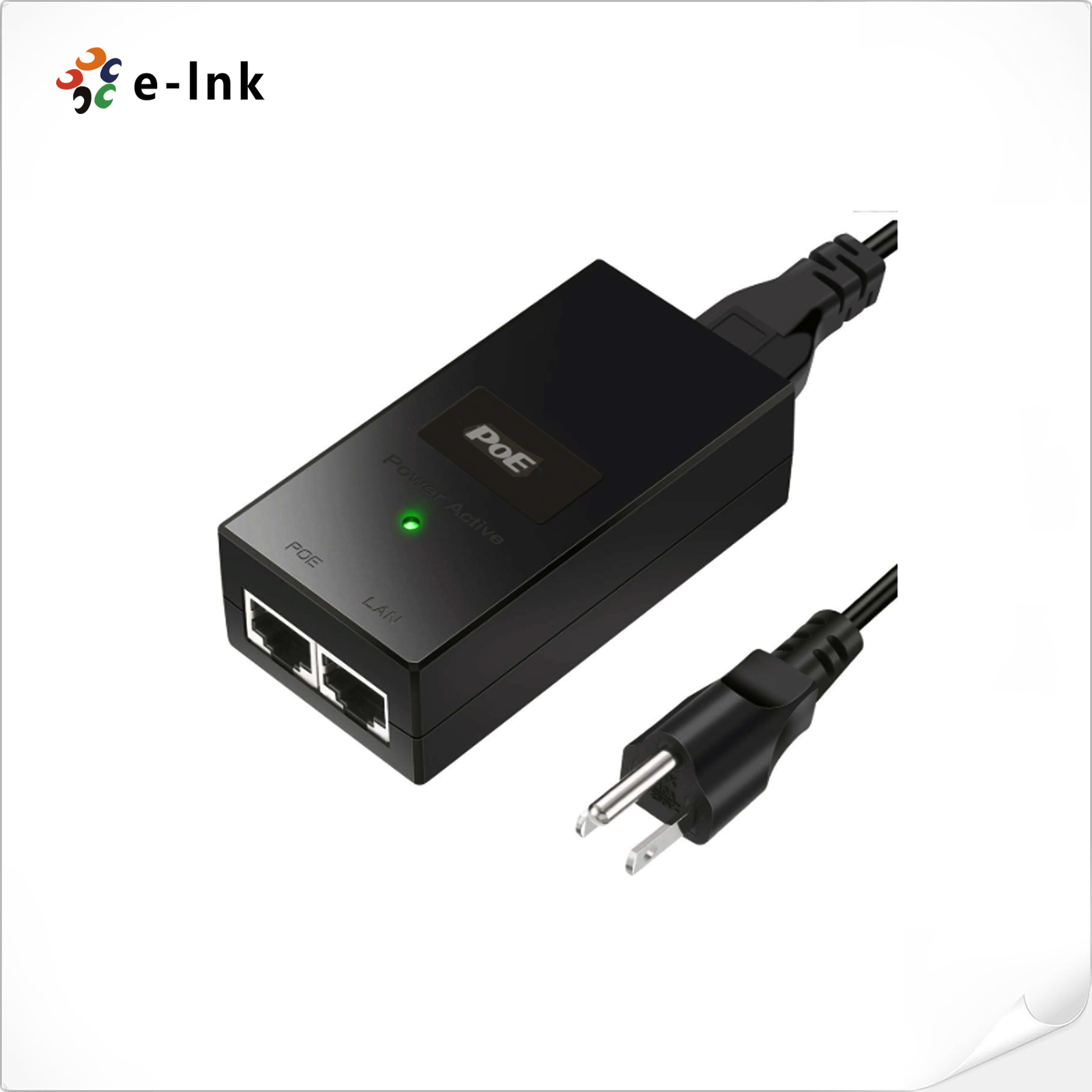 10/100/1000Mbps 48V 24W POE Injector with Power Cord