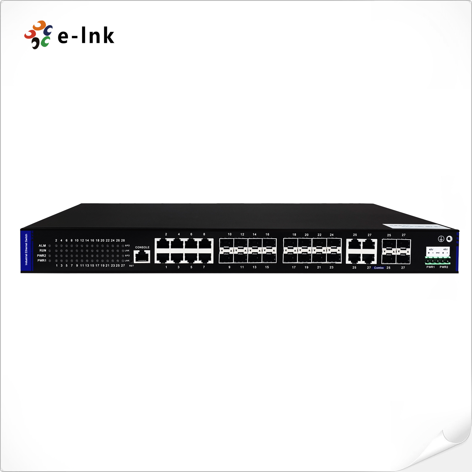 Managed Industrial 24-port 10/100/1000T 802.3at PoE + 4-port TP/SFP Combo Ethernet Switch