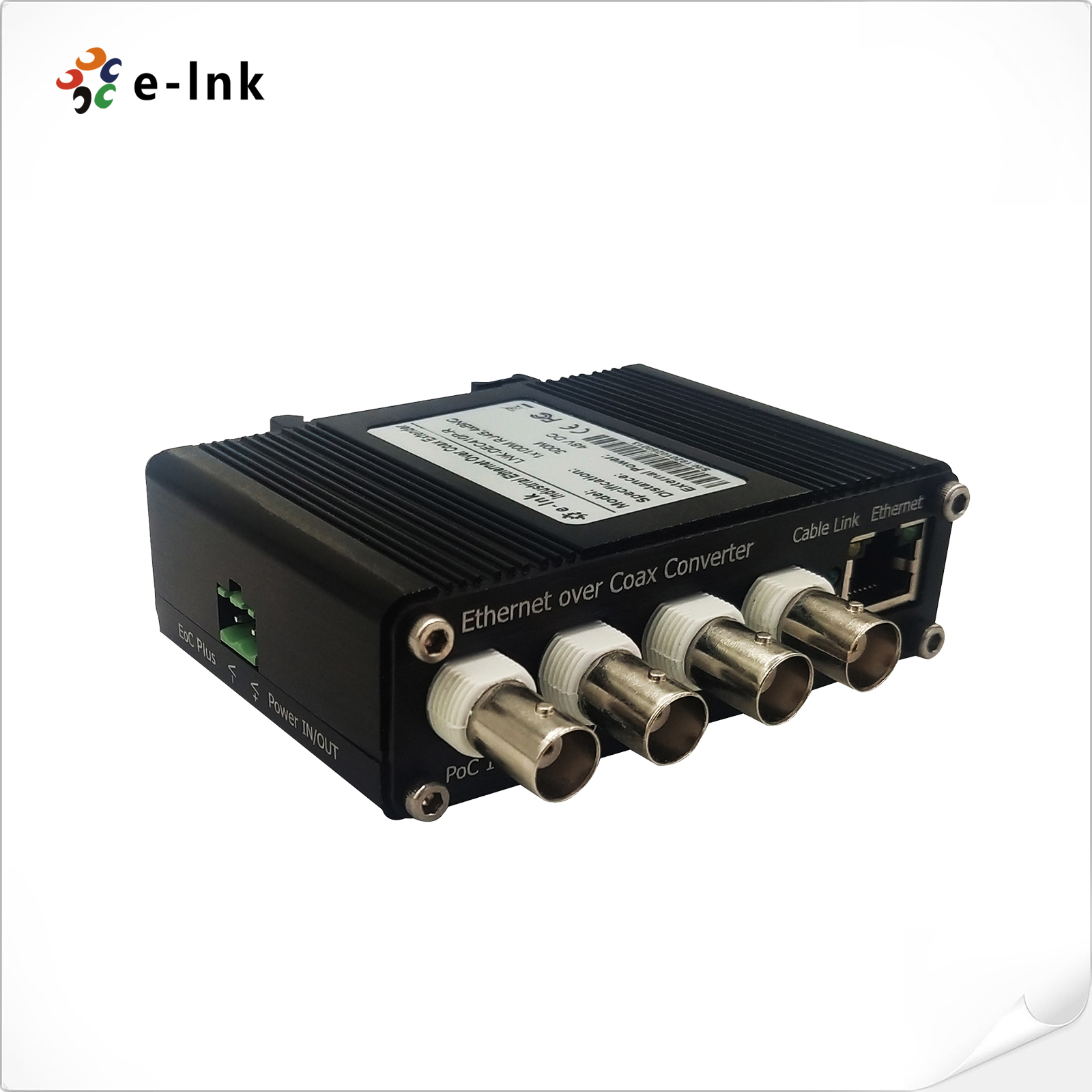 DINRail Receiver of 4port Coax to 1port 10/100BaseTX