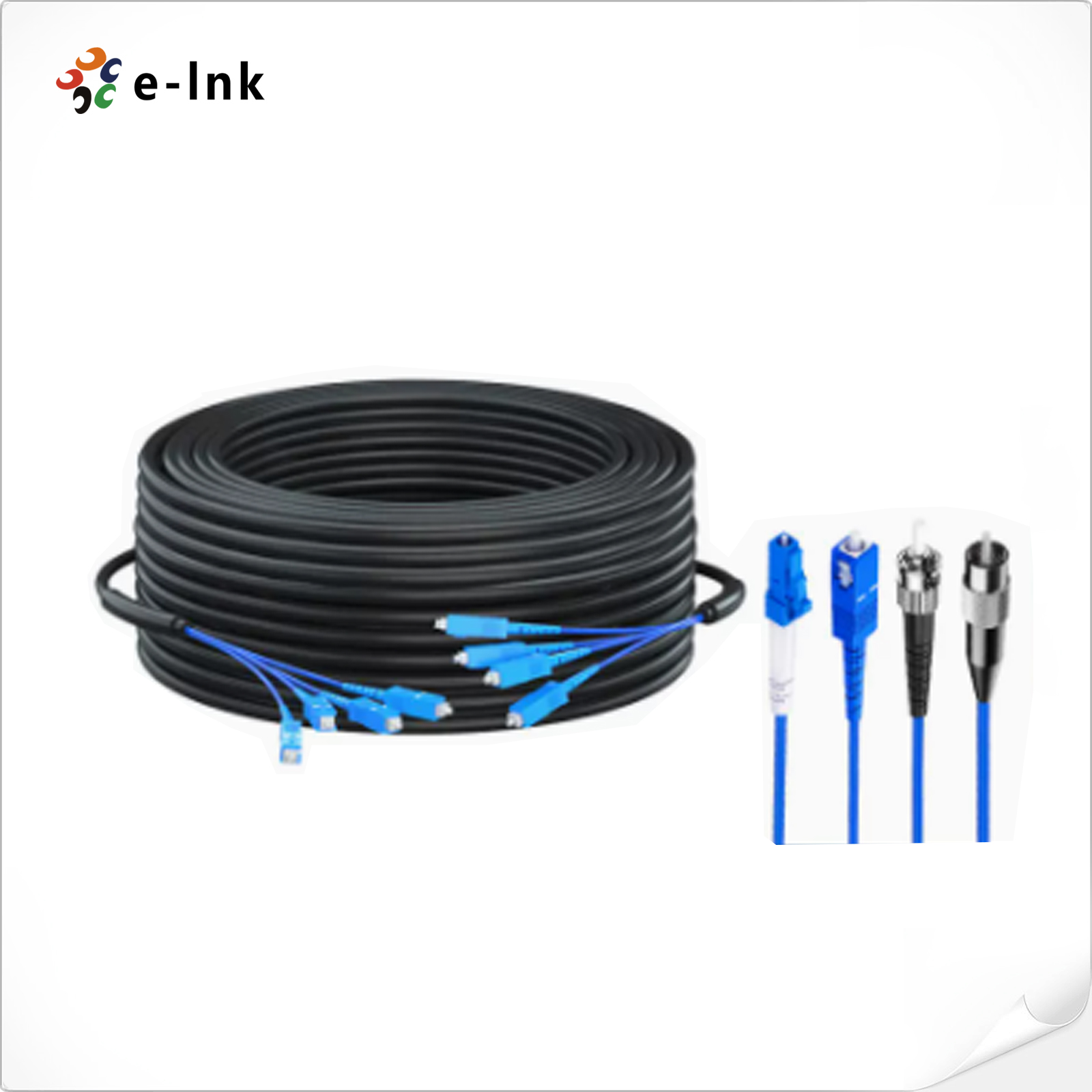 Outdoor Armored 2-12Core SM Fiber Patch Cable (SC, LC, FC, ST Connector Optional)