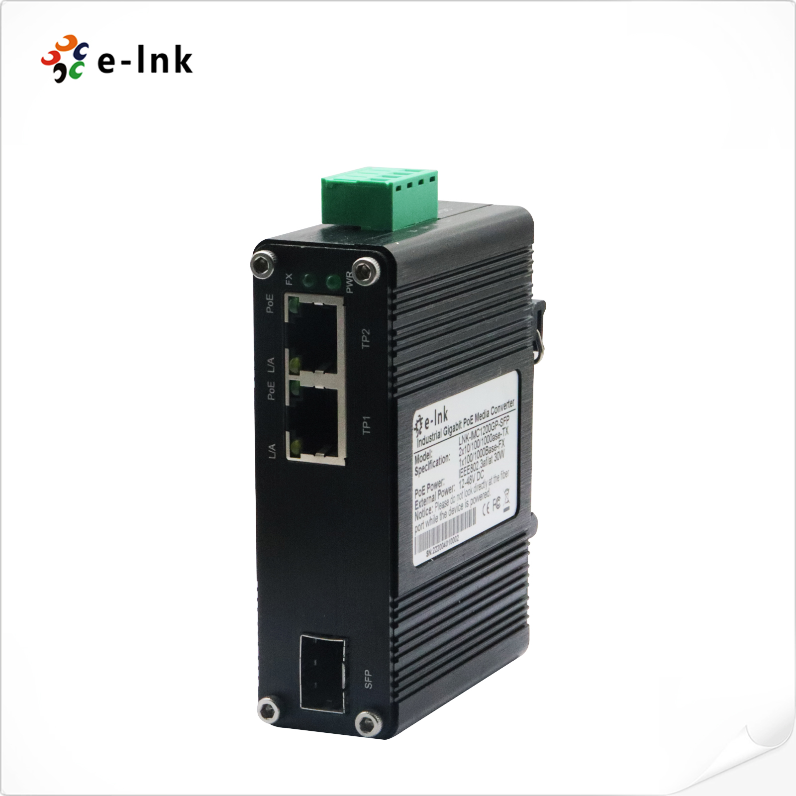 Mini 2 Port 10/100/1000M PoE+1 Port 100/1000M SFP Industrial Gigabit 60W PoE Media Converter