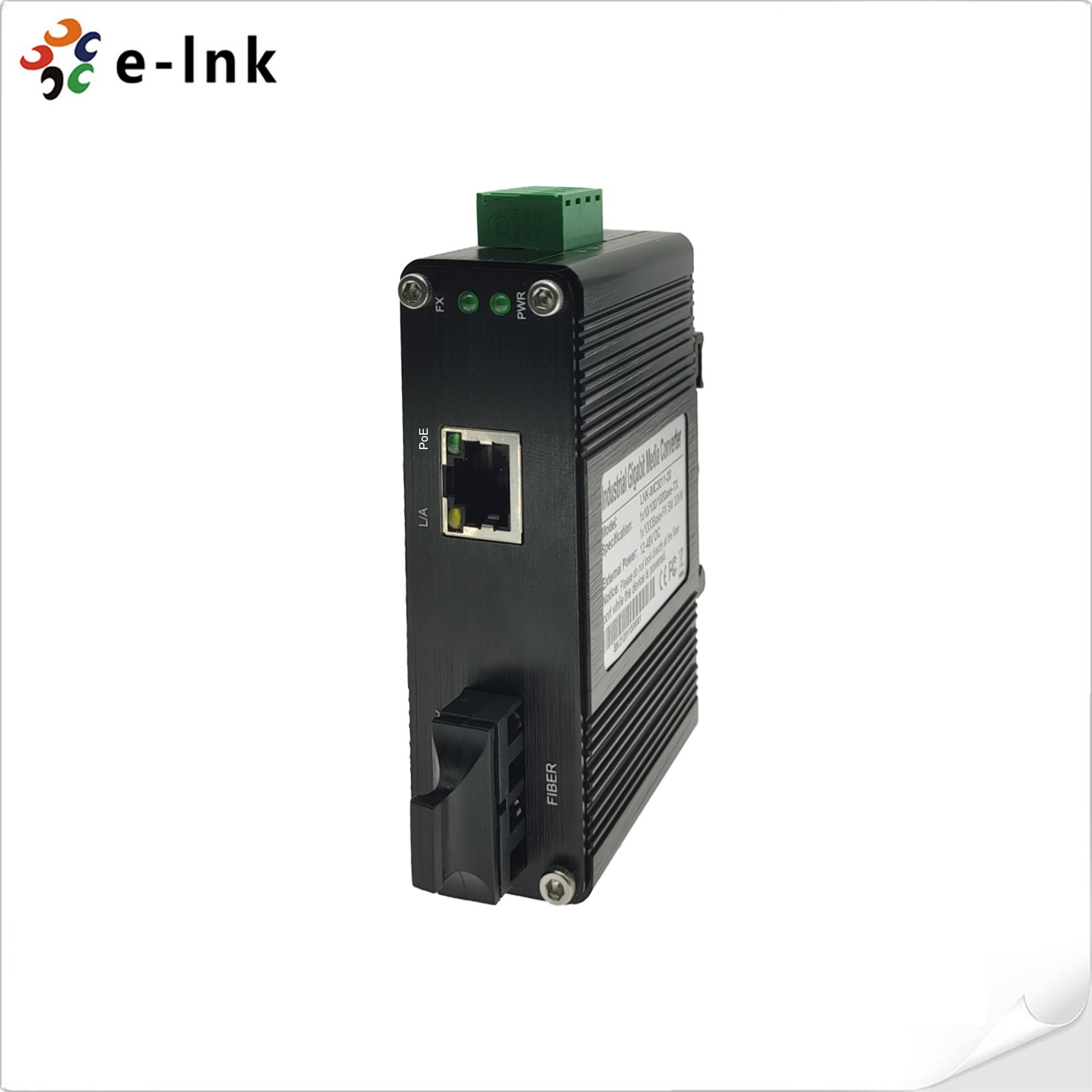 Mini Industrial 100BASE-FX to 10/100BASE-T 30W PoE Media Converter