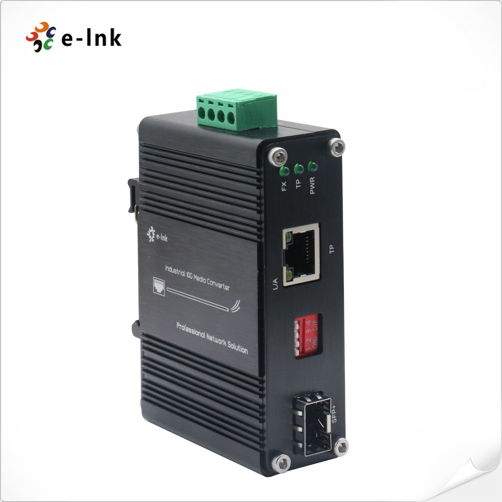 Mini Industrial 10G/5G/2.5G/1G/100M Copper to 10GBASE-X SFP+ Media Converter