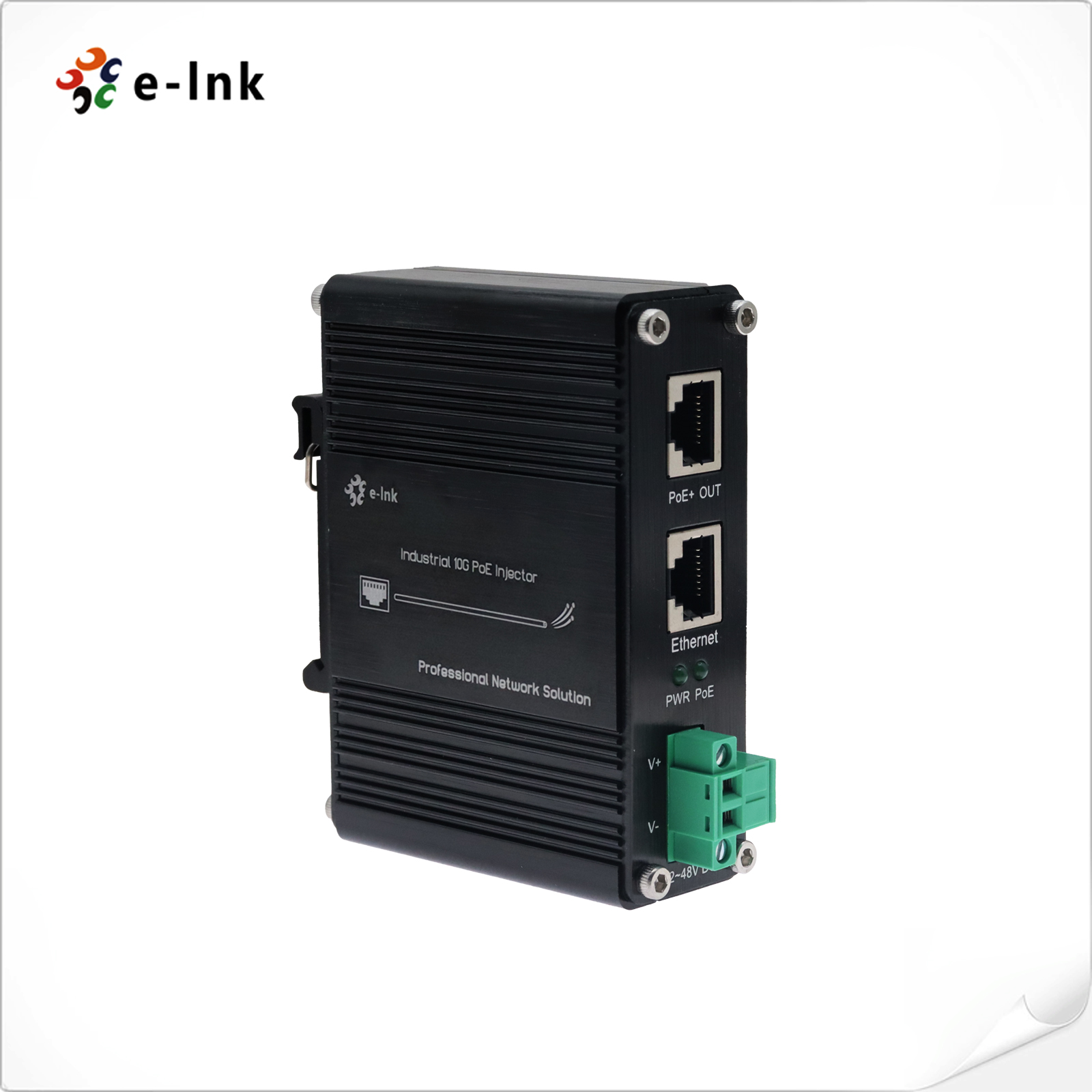 12-48V Input Industrial 10G 30W PoE+ Injector