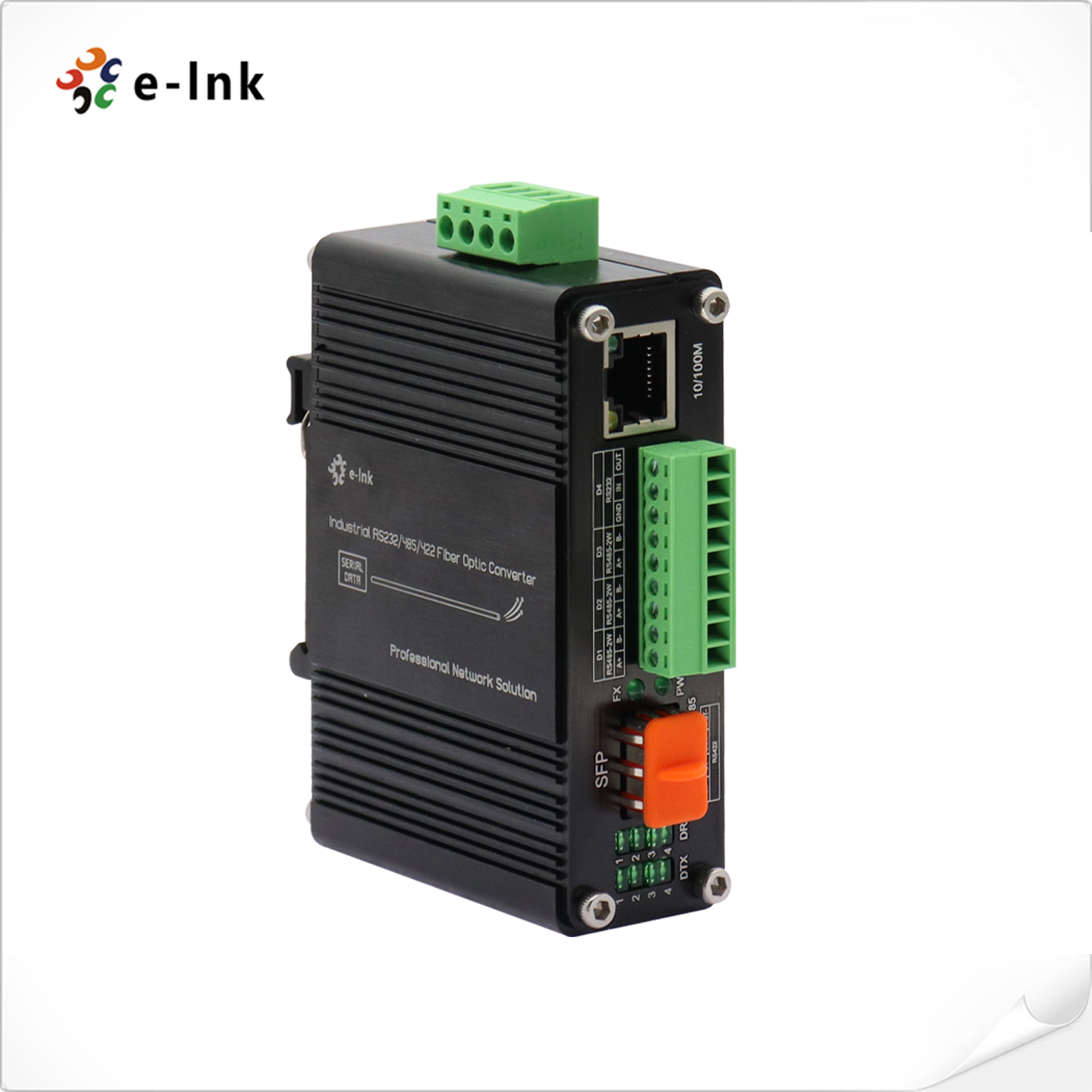 Mini Industrial 10/100M SFP Fiber Ethernet Media Converter with 1Ch RS232/RS485/RS422