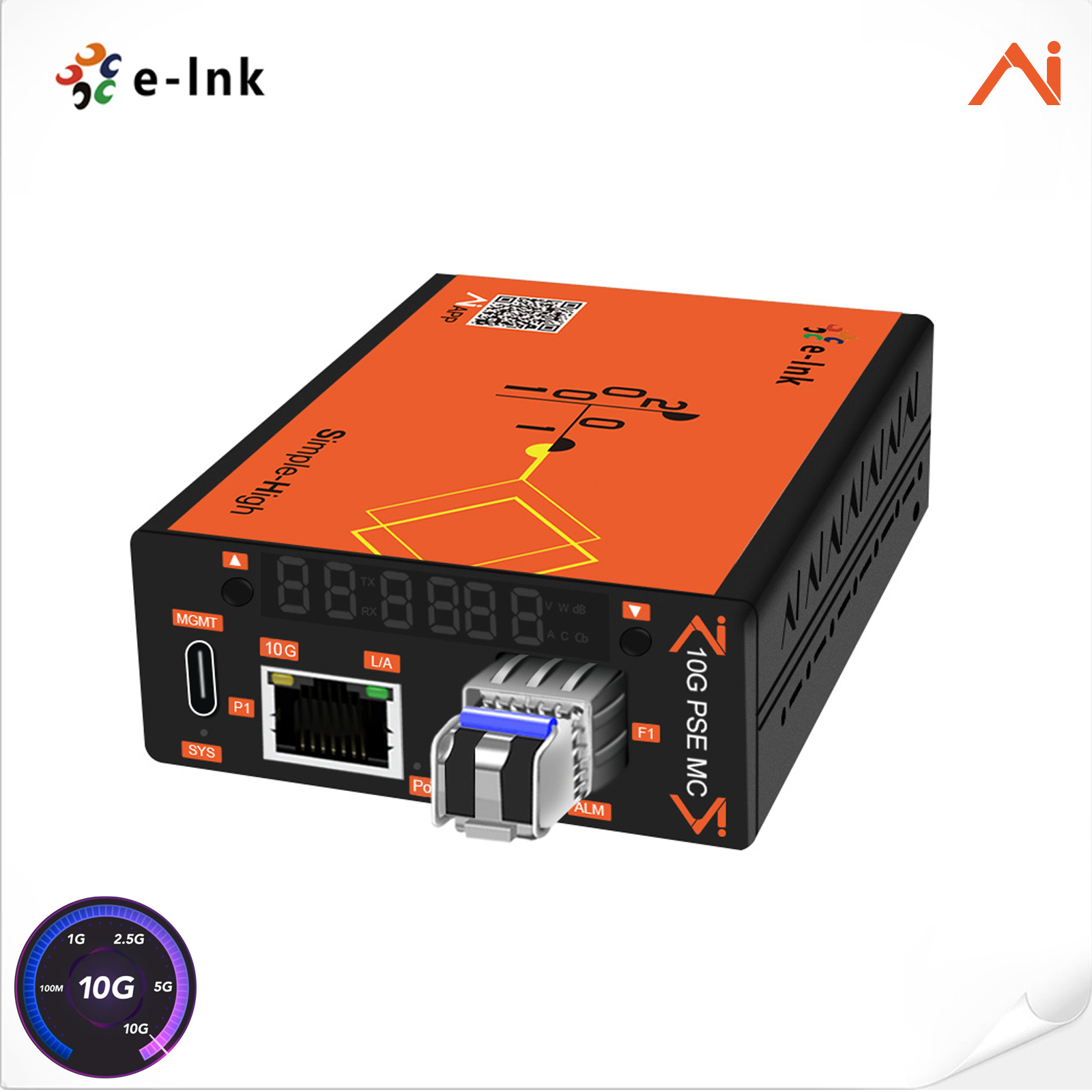 AI Smart Managed 10G/5G/2.5G/1G/100M PoE to 10GBASE-X SFP/SFP+ Fiber Media Converter