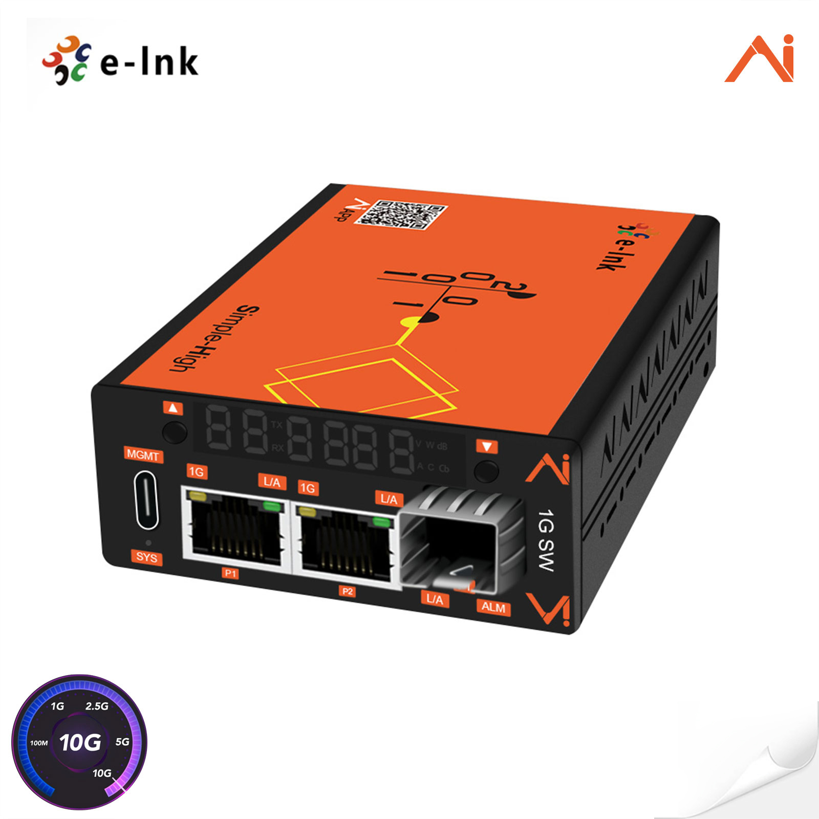 AI Smart Managed 2-port 10/100/1000T to 1-port 100/1000X SFP Fiber Media Converter