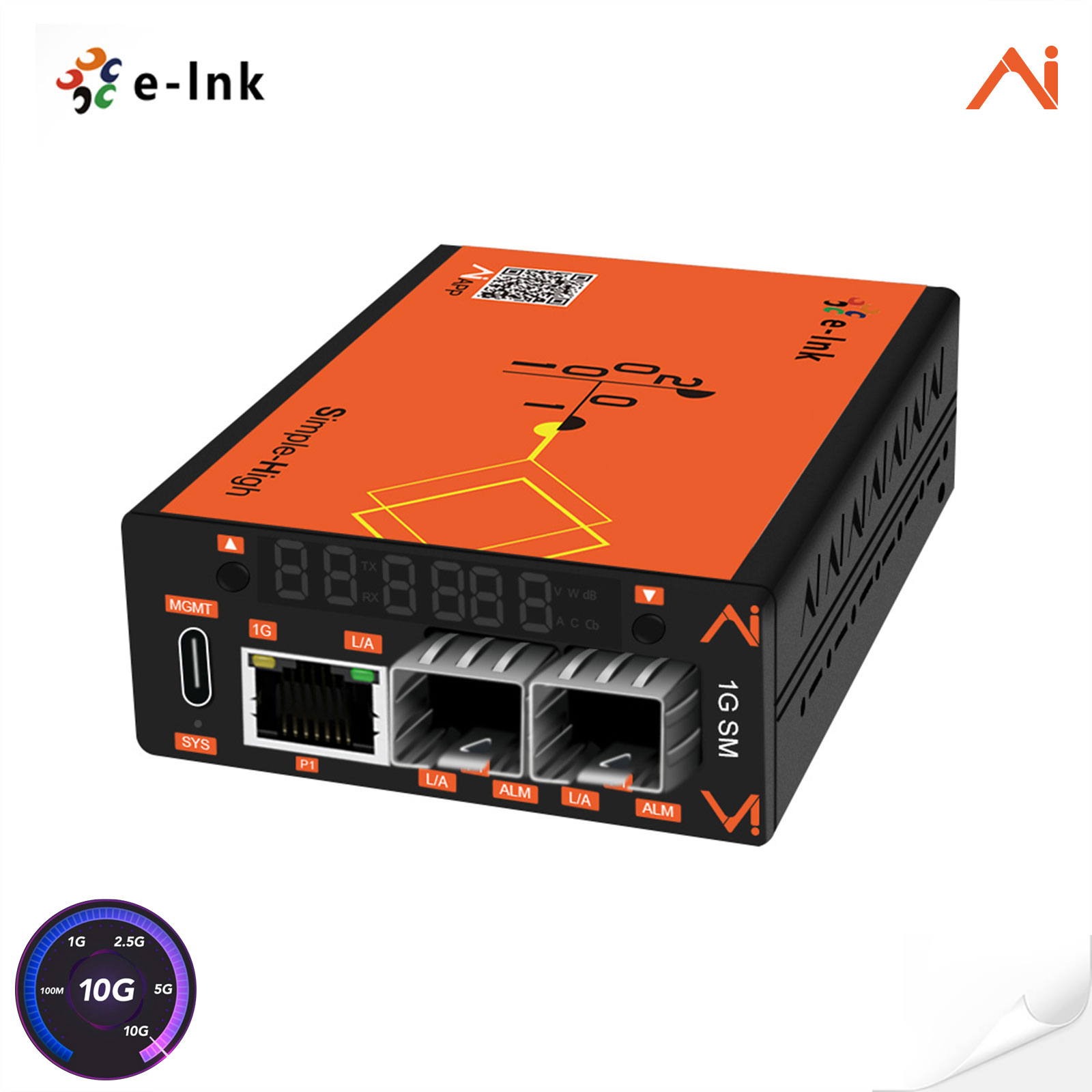 AI Smart Managed 1-port 10/100/1000T to 2-port 100/1000X SFP Fiber Media Converter
