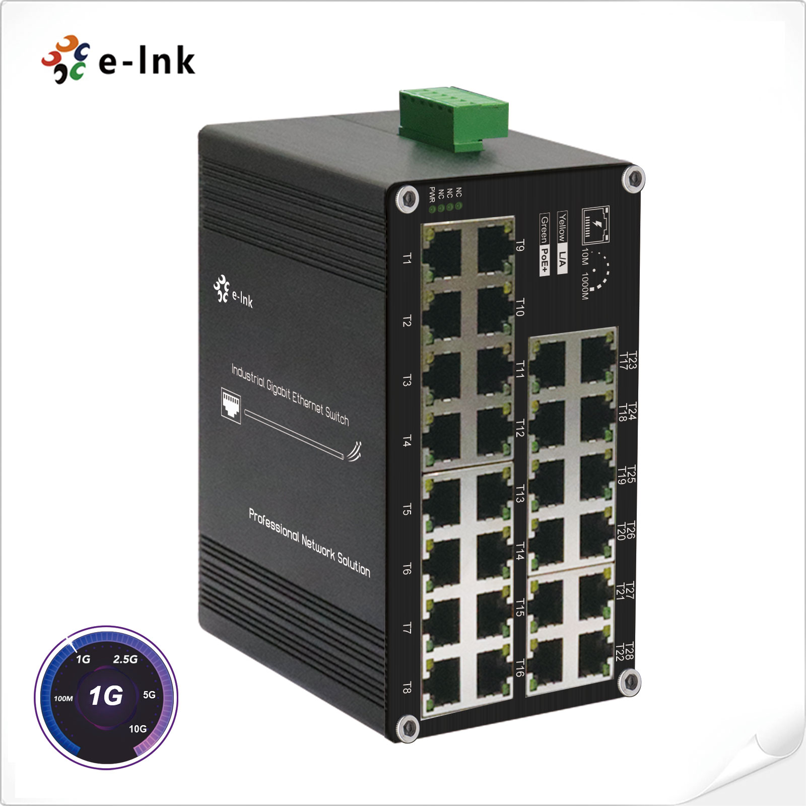 28-Port 10/100/1000Base-T IEEE802.3at PoE+ 30W Industrial Ethernet Switch