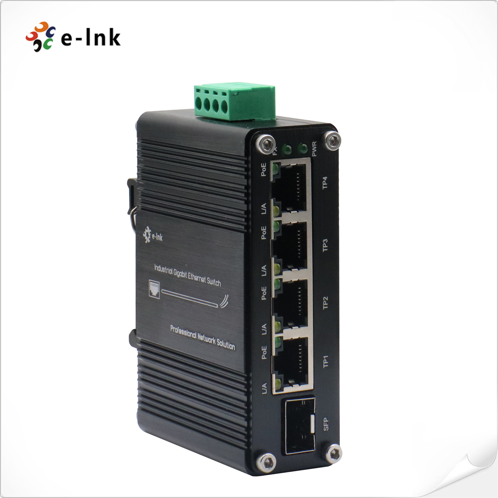 Mini Industrial 4-Port 10/100/1000/2500Base-T 802.3at PoE+ to 1-Port 10G SFP+ Ethernet Switch