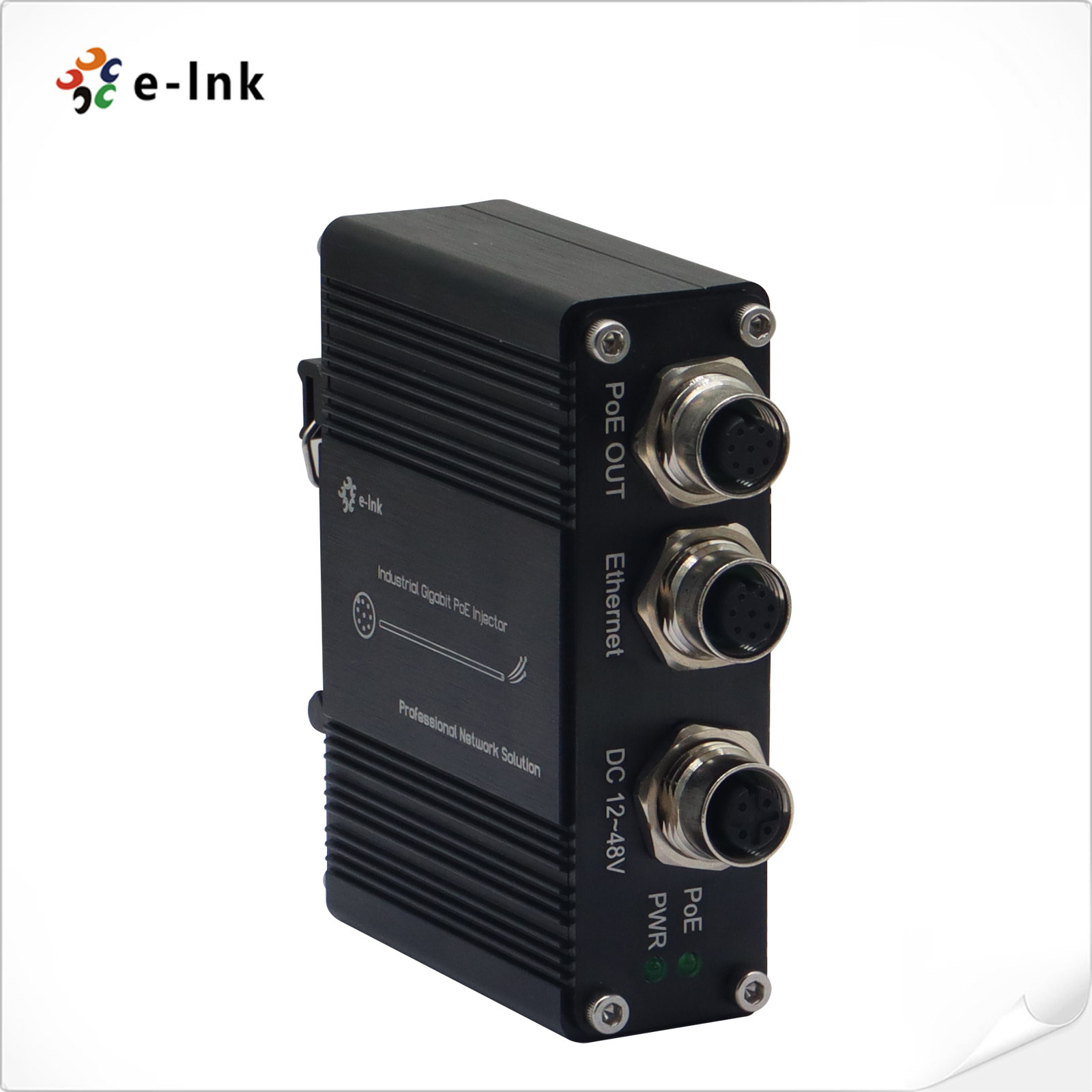EN50155 Industrial 1-port 1.25G 2.5G 5G 10G PoE Injector with M12 Connector IEEE802.3at/bt