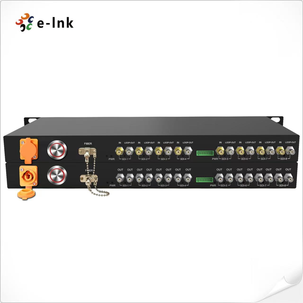 1U Rack-Mountable 8-Channel HD-SDI Fiber Converter
