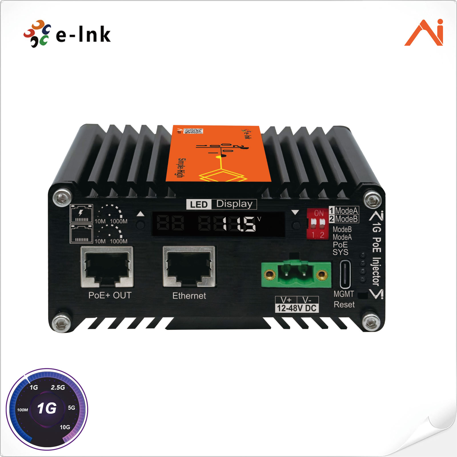 Mini Industrial AI Smart Managed PoE+ Injector with Voltage Booster