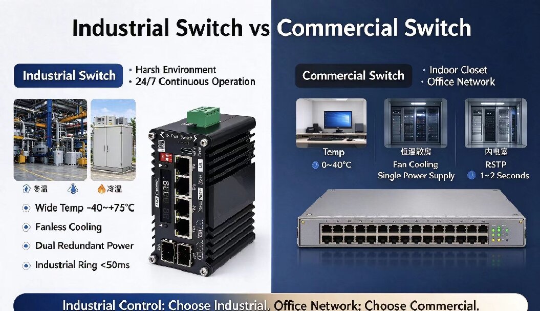 Industrial Switch vs Commercial Switch: Don’t Mix Them Up!